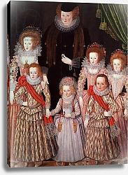 Постер Школа: Английская, 17в. The Tasburgh Group: Lettice Cressy, Lady Tasburgh of Bodney, Norfolk and her Children, c.1605