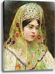 Постер Маковский Константин Портрет девушки в русском костюме. 1910-е