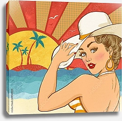 Постер Иллюстрация девушки на пляже