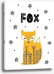 Постер Скандинавская детская открытка с лисой