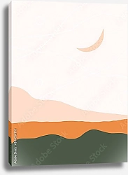 Постер Абстрактный пейзаж с полумесяцем