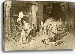 Постер Школа: Испанская 19в. Children's home in a village, after a painting by Haag, from 'Album Artistico', published c.1890