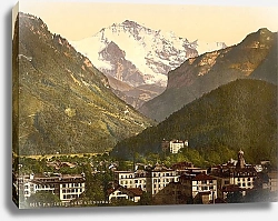 Постер Швейцария. Интерлакен и гора Юнгфрау