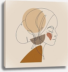 Постер Профиль африканки одной линией на светлом фоне