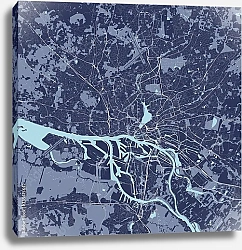 Постер План города Гамбург, Германия, в синем цвете