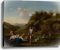 Постер Пеленбурх Корнелис Пейзаж с купающимися обнаженными девушками