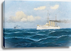 Постер Дженсен Макс The cruiser ‘Nürnberg’ gives the order to stop to a merchant ship by flag signals