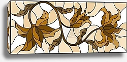 Постер Иллюстрация в витражном стиле с бежевыми цветами