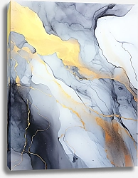 Постер Abstract gray with gold ink art 5