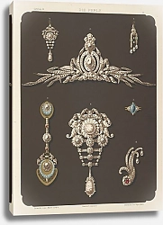 Постер Seven Designs For Jewelry, Including Large Pearl And Diamond Brooch.