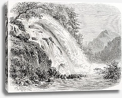 Постер Calcaggia waterfalls, Switzerland. Created by Freeman, published on L'Illustration Journal Universel