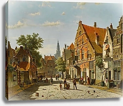Постер Коэкокк Вильям Залитая солнцем улица с далекой церковной башней