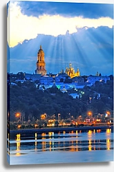 Постер Украина, Киев. Киево-Печерская Лавра, ночной вид с Днепра