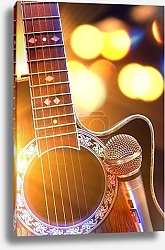 Постер Акустическая гитара и микрофон