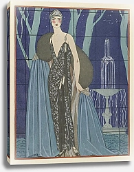 Постер Барбье Джордж Альциона ; вечернее платье и пальто от Worth