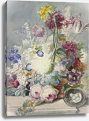 Постер Брассел Паулюс Blumenstrauß, Dabei Ein Vogelnest Mit Eiern