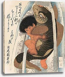 Постер Кайдомару борется с карпом в каскаде