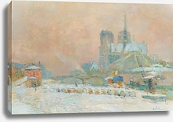 Постер Лебур Альбер Notre Dame de Paris, vue du quai de la Tournelle, effet de neige