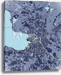 Постер План города Санкт-Петербург, Россия, в синем цвете