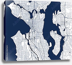 Постер План города Сиэтл, штат Вашингтон, США