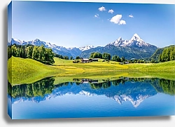 Постер Швейцария. Альпийское горное озеро №1