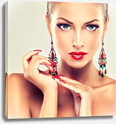 Постер Девушка с красными ногтями и губами