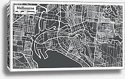 Постер Melbourne Australia Map in Retro Style.