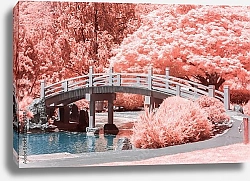 Постер Мост через реку в розовом саду