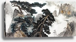 Постер mountains clouds and centuries-old pine