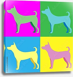 Постер Силуэт собаки в стиле поп-арта