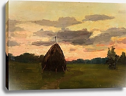 Постер Левитан Исаак Пейзаж со стогом сена