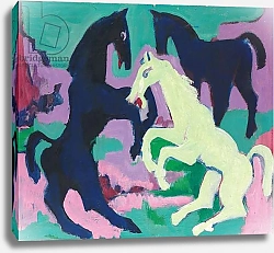 Постер Кирхнер Людвиг Эрнст Three Horses; Drei Pferde, c.1923