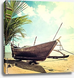 Постер Лодка на тропическом пляже