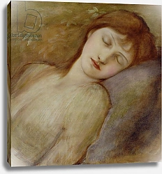 Постер Берне-Джонс Эдвард Study for the Sleeping Princess in 'The Briar Rose' Series, c.1881