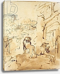 Постер Рембрандт (Rembrandt) St. Jerome reading in a landscape