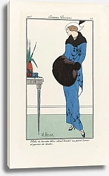 Постер Мартин Чарльз (мода) Robe de duvetin bleu vitrail brodée au point lancé et garnie de loutre