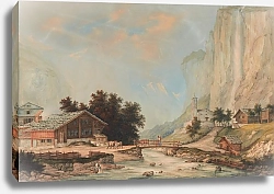 Постер Блейлер Иоганн Генрих Vue de la chûte du Staubbach, dans la vallée de Lauterbrunn
