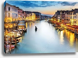 Постер Италия. Венеция. Гранд Канал ночью