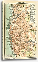 Постер Карта Ливерпуля, Англия, 1904г. 1