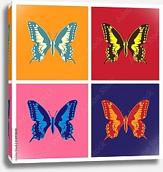 Постер Иллюстрация с бабочками в стиле поп-арт
