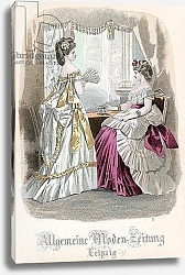 Постер Школа: Французская 19в. Two Ladies, fashion plate from the 'Allgemeine Moden-Zeitung', Leipzig, 1872