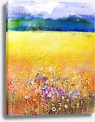 Постер Дикие цветы на золотом поле