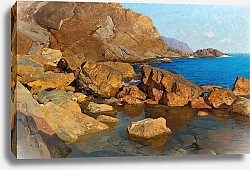 Постер Зофф Альфред Скалистый берег в Нерви под вечерним солнцем