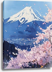 Постер Sakura and snow mountain