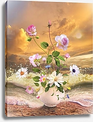 Постер Ваза с цветами в прибое