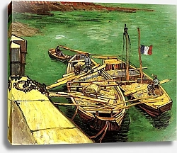 Постер Ван Гог Винсент (Vincent Van Gogh) Разгрузка песчаных барж на причале