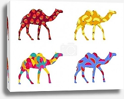 Постер Верблюды с рисунком ягод и фруктов
