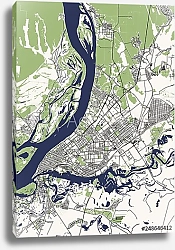 Постер План города Самара, Россия, в синем цвете