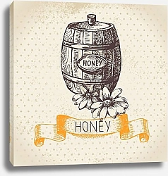 Постер Иллюстрация с бочонком мёда