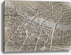 Постер Школа: Английская 19в. Plan of London looking towards Southwark